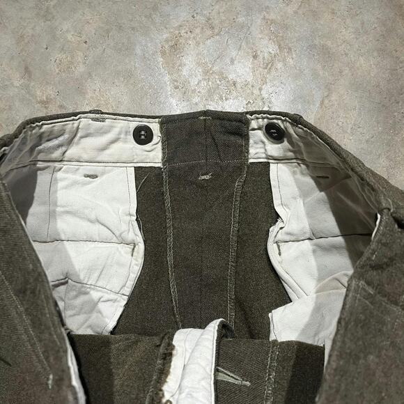 Vintage WW2 Army Military Green Wool Trousers Pants 32x28 - Picture 5 of 5